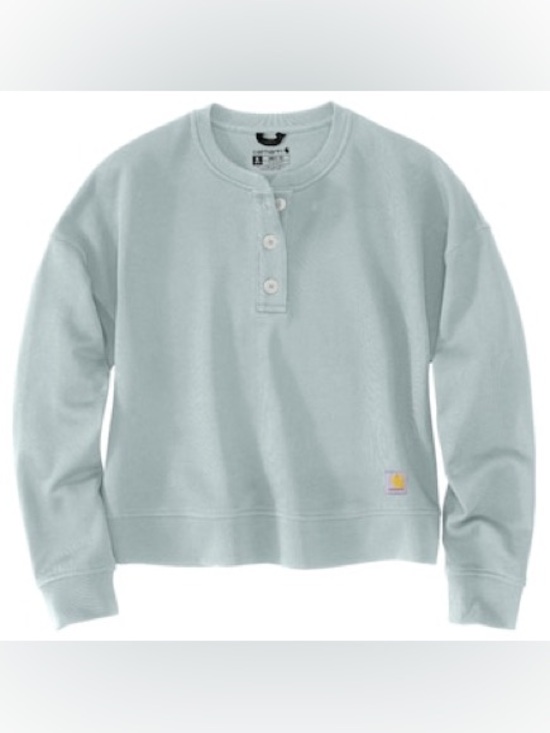 Carhartt Sweaters - Carhartt Soft Blue Henley Sweatshirt - Loose Fit 12/14